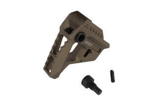Strike Industries Pit carbine stock is a lightweight carbine stock machined from tough aluminum with FDE finish